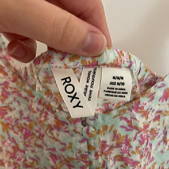 NEW NWT ROXY Sea Fog Strappy Tank Top Mint Green Multi Ditsy Floral Crop Top M - Picture 5 of 12